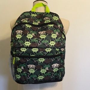 Pixilated Camo/Atari Print Backpack/Book Sack NWT